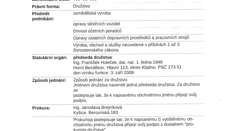 Dokumenty | Hospodářské družstvo v Unhošti